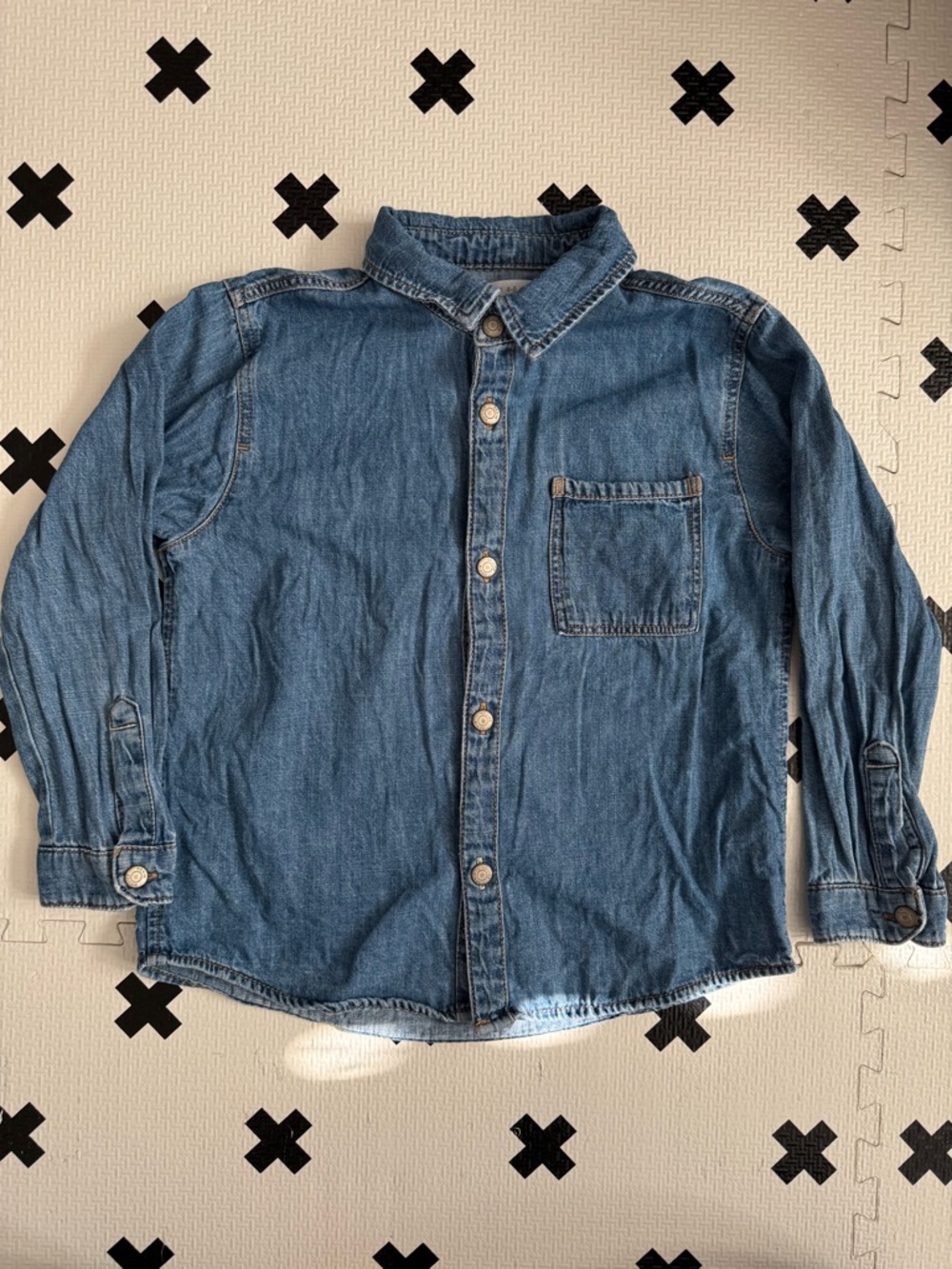 Zara Blue Denim Button-Down Shirt